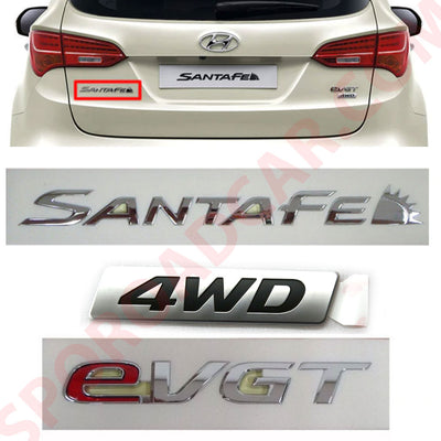 Rear Trunk Emblem Badge Set 3P for 2013-2018 Hyundai Santa Fe DM 863102W000